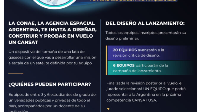 Un desafío espacial a pequeña escala: la CONAE convoca para su certamen nacional CANSAT Universitario 2026-2027